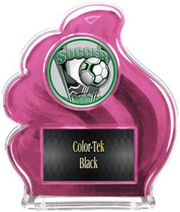 PINK TROPHY - PROSPORT SOCCER MYLAR/BLACK PLATE