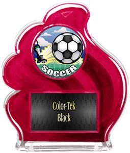 RED TROPHY - HD SOCCER MYLAR/BLACK PLATE