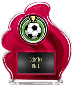 RED TROPHY - ECLIPSE SOCCER MYLAR/BLACK PLATE