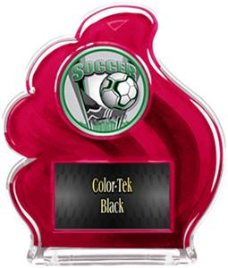 RED TROPHY - PROSPORT SOCCER MYLAR/BLACK PLATE