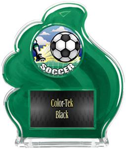 GREEN TROPHY - HD SOCCER MYLAR/BLACK PLATE