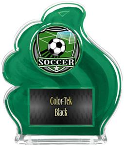 GREEN TROPHY - SHIELD SOCCER MYLAR/BLACK PLATE