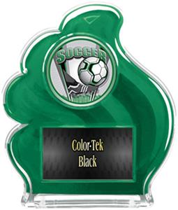GREEN TROPHY - PROSPORT SOCCER MYLAR/BLACK PLATE