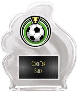 WHITE TROPHY - ECLIPSE SOCCER MYLAR/BLACK PLATE