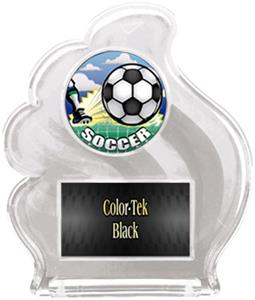 WHITE TROPHY - HD SOCCER MYLAR/BLACK PLATE