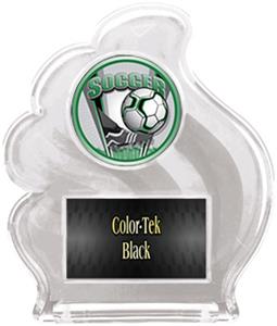 WHITE TROPHY - PROSPORT SOCCER MYLAR/BLACK PLATE