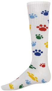 WHITE/MULTI-COLORED PAW PRINT