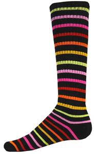 BLACK W/ MULTI-COLORED STRIPES