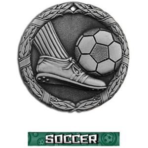 SILVER MEDAL/GRAPHX  SOCCER RIBBON