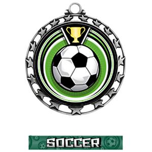 SILVER MEDAL/GRAPHX  SOCCER RIBBON