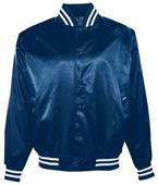 Augusta Satin Baseball Jacket/Striped Trim Augusta Satin Baseball Jacket/Striped Trim