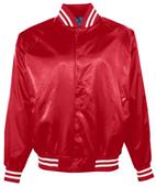 Augusta Satin Baseball Jacket/Striped Trim Augusta Satin Baseball Jacket/Striped Trim