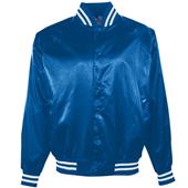 Augusta Youth Satin Baseball Jacket/Striped Trim Augusta Youth Satin Baseball Jacket/Striped Trim