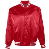 Augusta Youth Satin Baseball Jacket/Striped Trim Augusta Youth Satin Baseball Jacket/Striped Trim