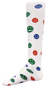 WHITE SOCK W/MULTI-COLORED HAPPY FACES