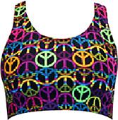 Gem Gear Neon Peace Signs Racer Back Sports Bra