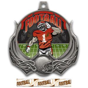 SILVER MEDAL/DELUXE FOOTBALL RIBBON
