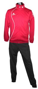 RED JACKET/BLACK PANTS
