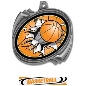 SILVER MEDAL/DELUXE BASKETBALL RIBBON