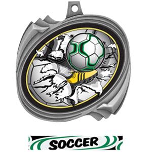 SILVER MEDAL DELUXE SOCCER RIBBON