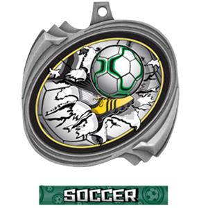 SILVER MEDAL GRAPHX  SOCCER RIBBON