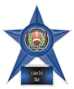 BLUE TROPHY/BLUE TEK LABEL - SHIELD FOOTBALL MYLAR