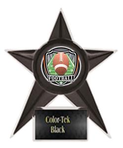 BLACK TROPHY/BLACK TEK LABEL - SHIELD FOOTBALL MYL