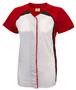 Womens Pulse Short Sleeve Faux Softball Jersey