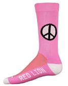 Red Lion Imagine Peace Sign Pink Crew Socks Red Lion Imagine Peace Sign Pink Crew Socks