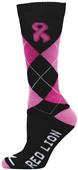 Red Lion Cancer Awareness Black Ribbon Argyle Sock Red Lion Cancer Awareness Black Ribbon Argyle Sock