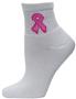 Red Lion Hope White-Pink Ribbon 1/4 Crew Socks