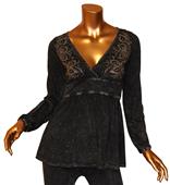 T Party Black Long Sleeve Empire Waist Top