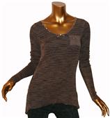 T Party Brown Bead/Stone Long Sleeve Top