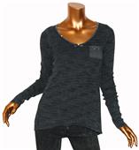 T Party Navy Bead/Stone Long Sleeve Top
