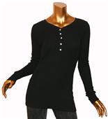 T Party Black Button Down Long Sleeve Top