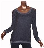 T Party Long Sleeve Top w/Shoulder Cut Out Design