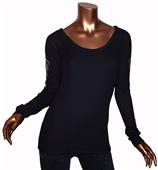 T Party Long Sleeve Top w/Stone Embellishments