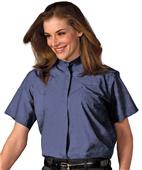 Edwards Womens Short Sleeve Banded Collar Shirt