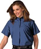 Edwards Womens Short Sleeve Banded Collar Shirt