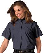 Edwards Womens Short Sleeve Banded Collar Shirt