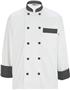 Edwards Unisex Black Button Chef Coat w/Black Trim