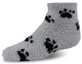 World's Softest Youth Cozy Spa Qtr Paw Print Socks