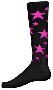 BLACK/FLUORESCENT PINK STARS