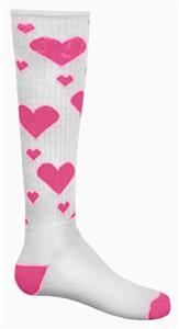 WHITE/FLUORESCENT PINK HEARTS