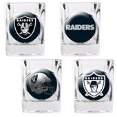 NFL Oakland Raiders 4 Piece Shot Glass Set NFL Oakland Raiders 4 Piece Shot Glass Set