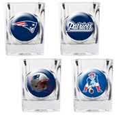 NFL New England Patriots 4 Piece Shot Glass Set NFL New England Patriots 4 Piece Shot Glass Set