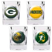 NFL Green Bay Packers 4 Piece Shot Glass Set NFL Green Bay Packers 4 Piece Shot Glass Set