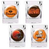 NFL Cleveland Browns 4 Piece Shot Glass Set NFL Cleveland Browns 4 Piece Shot Glass Set