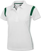 Baw Ladies SS White Rib Shoulder Cool-Tek Polos