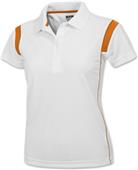 Baw Ladies SS White Rib Shoulder Cool-Tek Polos
